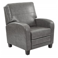 OSP Home Furnishings BP-WLRC-BD26 Wellington Recliner in Pewter Bonded Leather with Antique Bronze Nail heads and Dark Espresso Legs